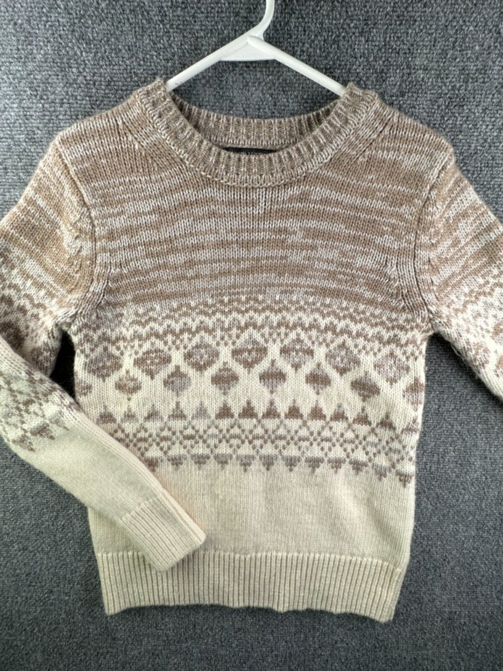 Banana Republic ALPACA Wool Blend Pullover Sweater Ivory Fair Isle Medium Unisex